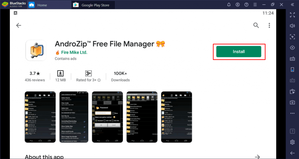 Install AndroZip for PC