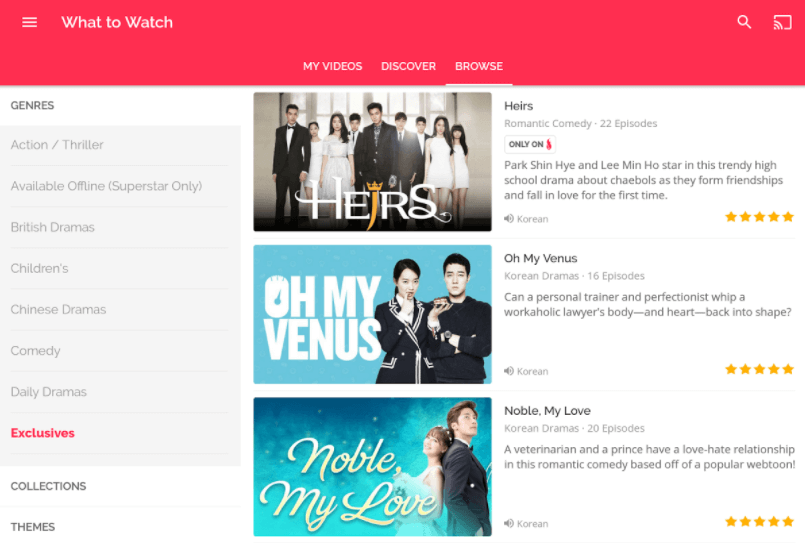 Browse tab in DramaFever for PC