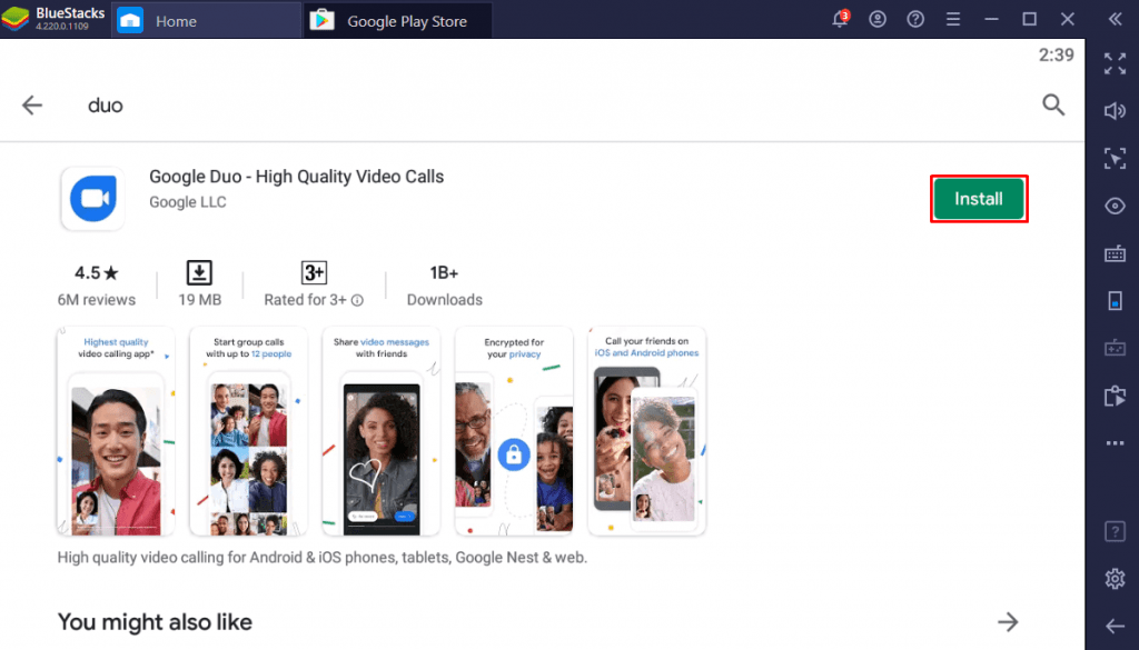 install Google Duo for PC