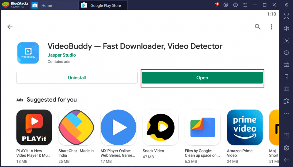 Open VideoBuddy for PC