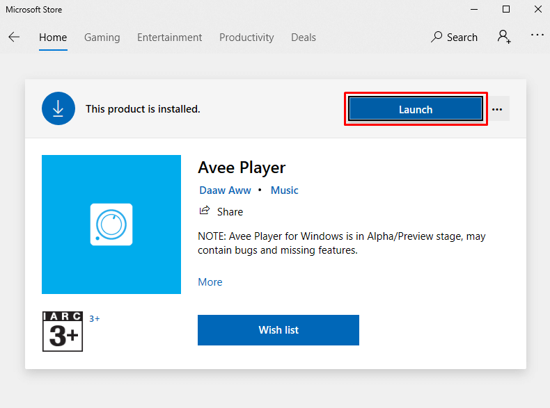 Launch Avee Player for Windows