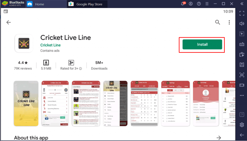 Install Cricket Live Line for PC