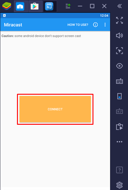 Select Connect in Miracast