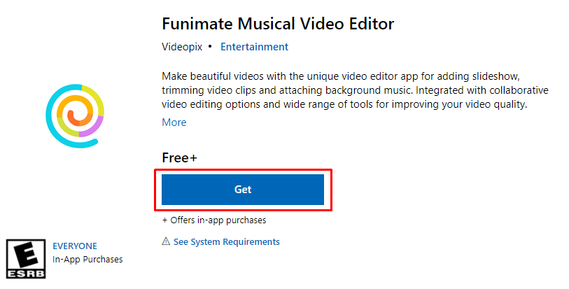 Select Get to download Funimate