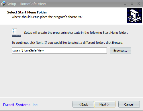 Click Next in the HomeSafe View Setup