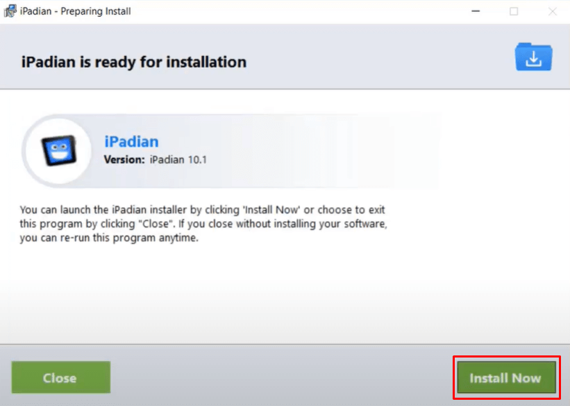 Select Install Now to get iPadian for PC