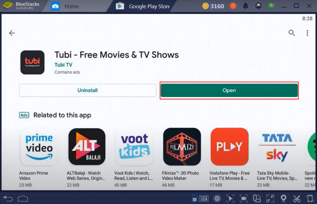 Open Tubi TV for PC