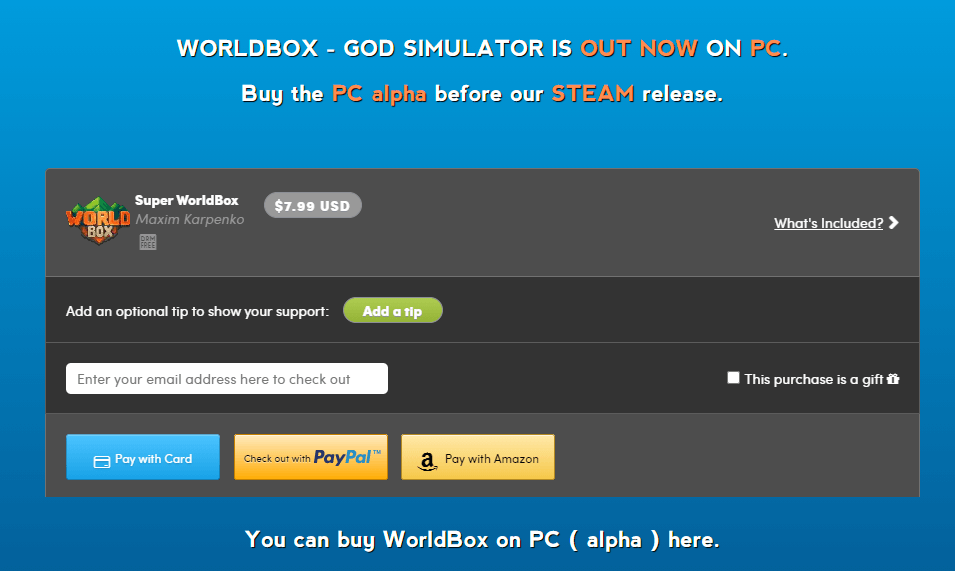 Purchase WorldBox PC app