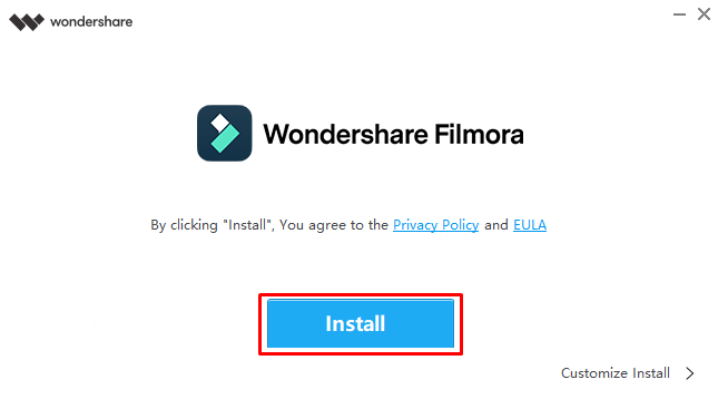 Click Install to install Filmora