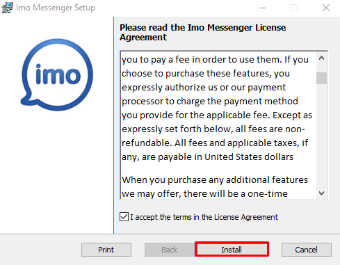 Install imo for PC