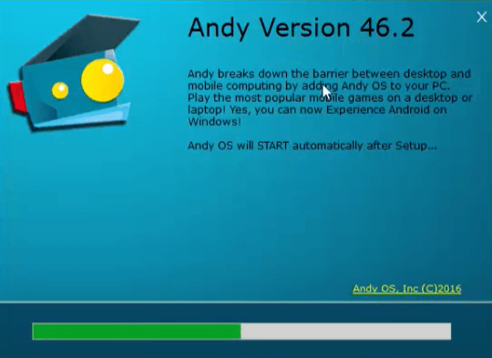 Install Andy emulator - Google Play Store for PC