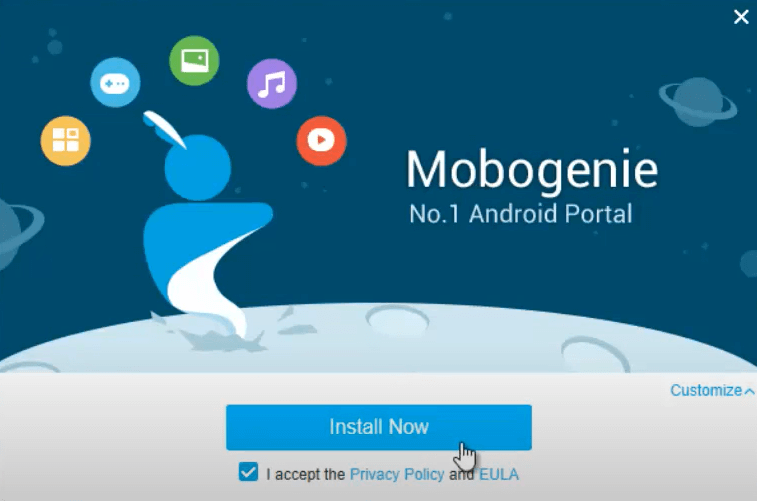 select Install Now to install Mobogenie for PC